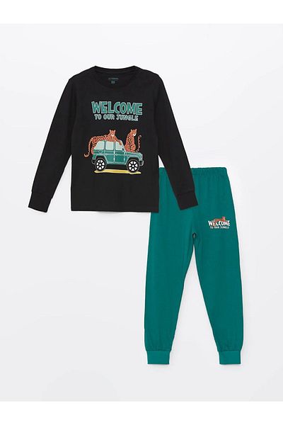 LC Waikiki Costum de pijama pentru copii LCW pentru copii, cu mânecă lungă, cu imprimeu