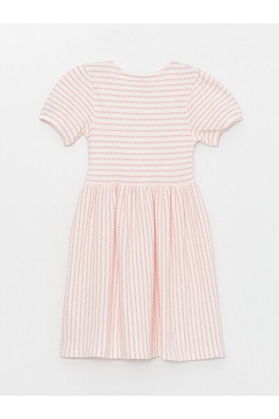 LC Waikiki Patterned Crew Neck Short Sleeve Girl's Dress