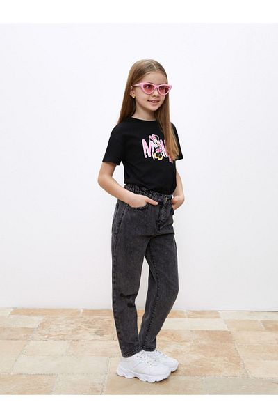 LC Waikiki Elastic Waist Ripped Detailed Girl's Jean Trousers