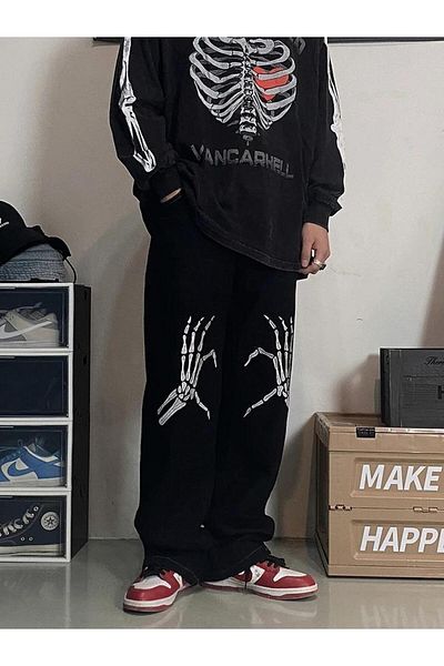 Touz Moda Street Style Skeleton Heart Printed Unisex Baggy Tracksuit