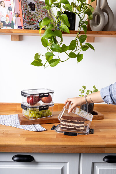 Nandy Home 900ML Set of 3 Rectangular Clear Storage Container with Lock Lid