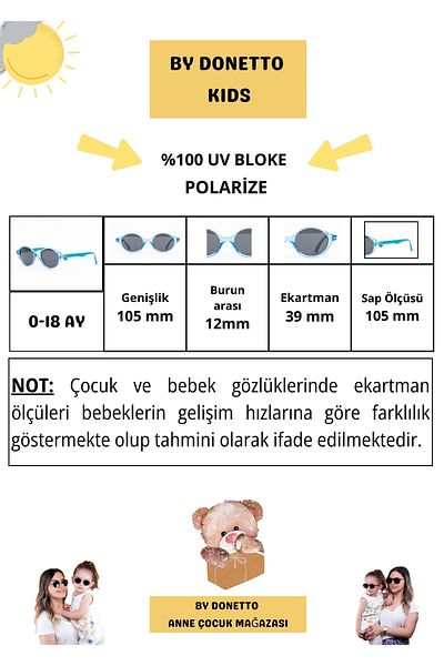 By Donetto 0-18 MONTHS Unisex Blue Polarized Sunglasses - UV Protection