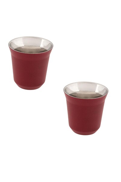 Jumbo Glory 7 Double Wall Kırmızı 2'li Termo Çelik Fincan 80 ml