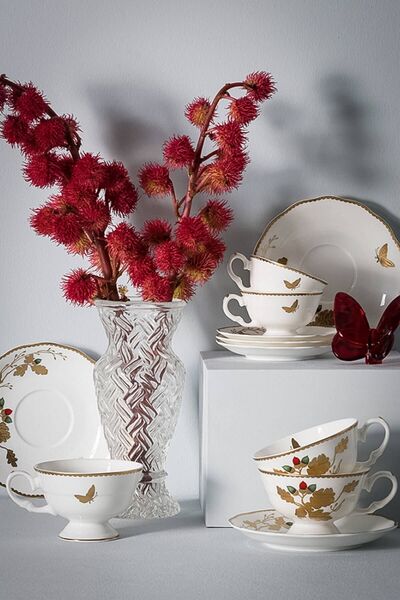 Jumbo Golden Butterfly 2li Çay Fincanı Seti