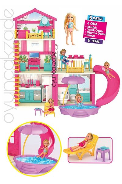 Depomiks Avm 3-Layer 4-Room Terrace with Water Slide (KITCHEN-BATROOM-BEDROOM-LIVING ROOM) Holiday Home of Lol