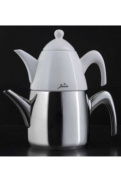 Jumbo 6500 إبريق شاي بورسلين بمقبض فولاذي