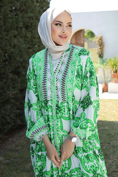 InStyle Casual Green Viscose Marbled Dress