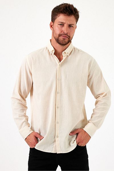 HAWKKİNG Ανδρικό πουκάμισο Oversize με υφή