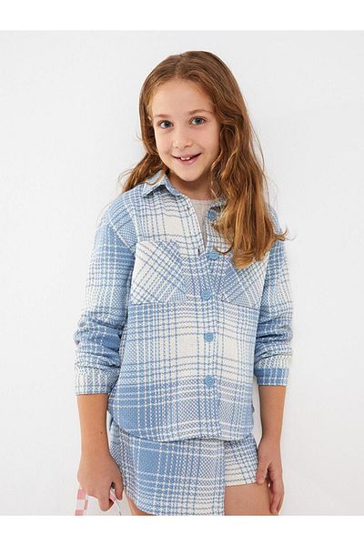 LC Waikiki Cămașă pentru fetiță cu mânecă lungă în carouri LCW Kids