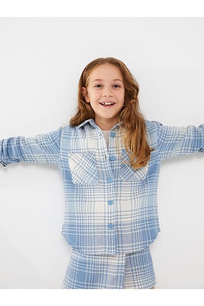 LC Waikiki Cămașă pentru fetiță cu mânecă lungă în carouri LCW Kids