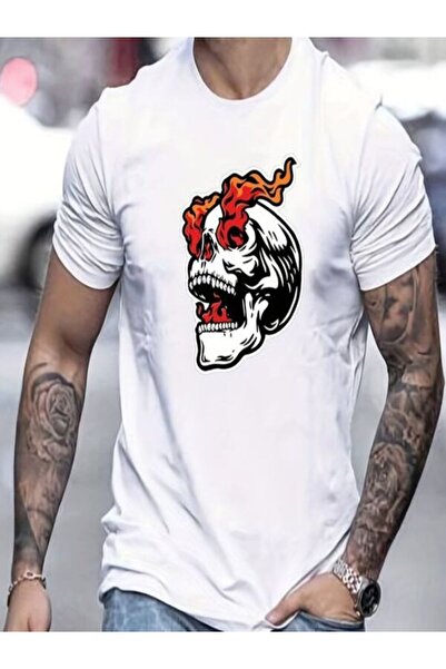 CLASSY.MODA Μπλουζάκι μονόχρωμο - Λευκό μπλουζάκι με κοντό μανίκι με λαιμόκοψη