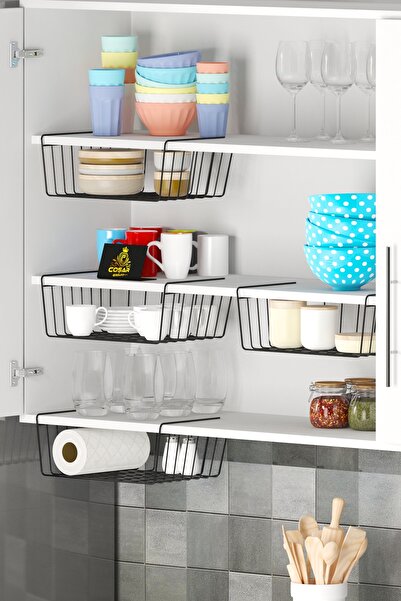 Cosargroup 4 Adet Dolap Içi Kanguru Raf Çelik Sepet Askılı Raf Düzenleyici Sepet Raf Altı Sepet