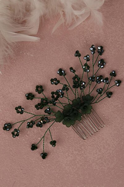 Limelia Accesoriu pentru păr de mireasă cu model de flori verzi - Agrafă cu p...