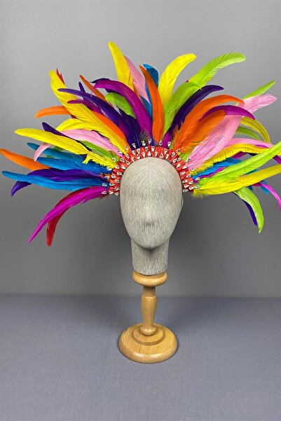 Limelia Coroana de costum de mireasa cu pene de carnaval