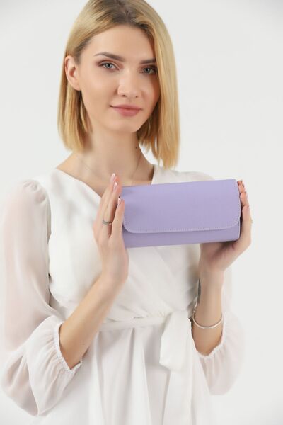 efnanstore Geanta portofoliu rochie de seara cu model dungi liliac