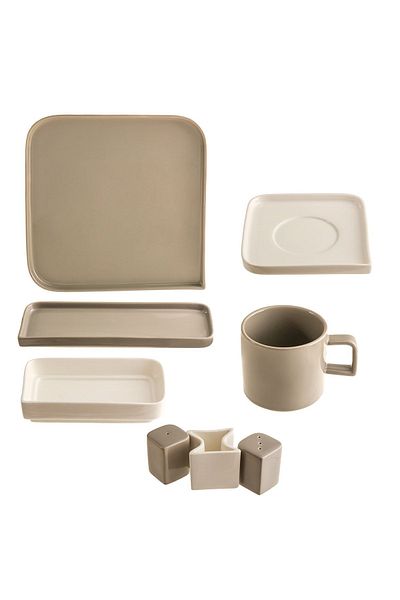 Jumbo Quadro Gray 27 Piece Breakfast Set
