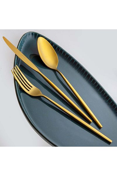 Jumbo 5900 Infinity Titanium Gold 12-Person 84-Piece Cutlery Set