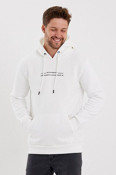 CLIPMAN Hanorac cu glugă cu imprimeu Slim Fit pentru bărbați, alb