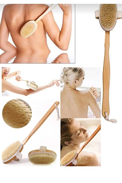 Dalian Home Natural Horsehair Bath Back Scrub with Long Detachable Handle Sof...