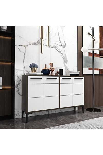 MERT SERT MOBİLYA Stria Ceviz Beyaz Konsol,tv Sehpası,tv Ünitesi,kahve Köşesi,banyo Dolabı,çok Amaçlı Dolap