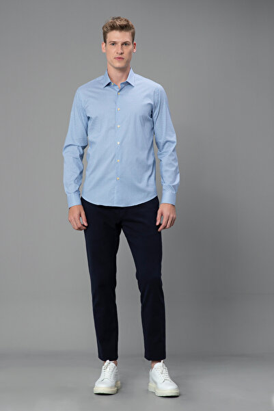 Lufian John Erkek Smart Gömlek Slim Fit Mavi