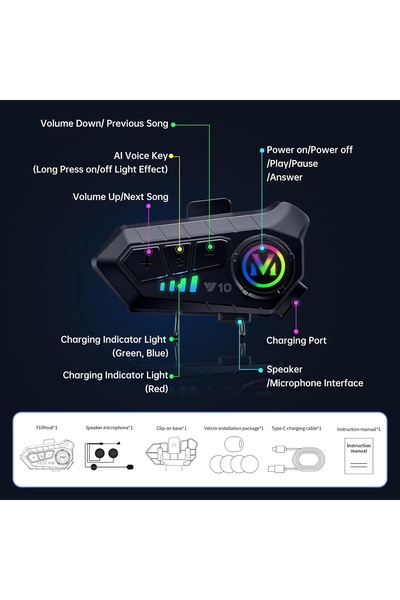mimtec Çok Fonksiyonlu Motosiklet Kaskı İnterkomlu Bluetooth Kulaklığı: Yüksek Dayanıklılık ve Hızlı Şarj