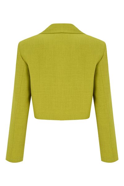 Whenever Company Oil Green Linen Look Crop Jacket