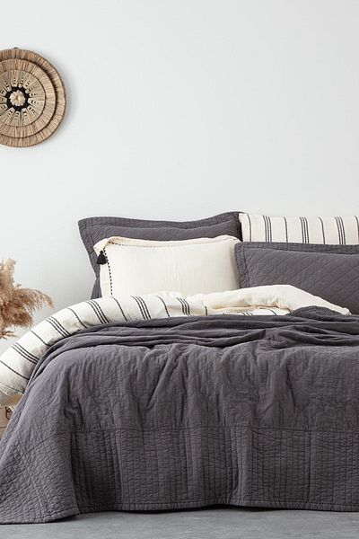 Ecocotton Set cuvertură de pat dublă din bumbac organic 100% Reha Antracit 240*260 cm