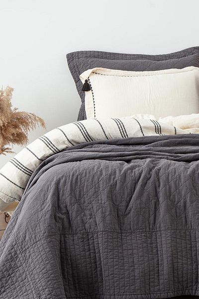 Ecocotton Set cuvertură de pat dublă din bumbac organic 100% Reha Antracit 240*260 cm