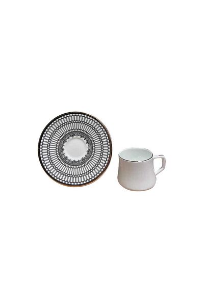 EVALIZA Crown 12 Pieces Porcelain Coffee Cup Set for 6 People 80 ml
