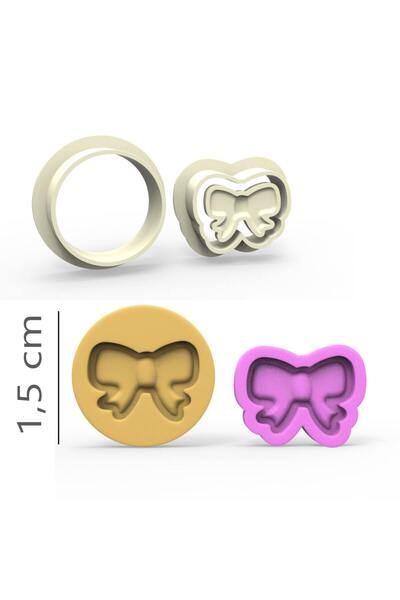 Butedo Fiyonk Kurabiye, Bisküvi, Kolye Ucu, Mühür Kalıp Seti - 1,5 cm