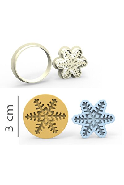 Butedo Kar Tanesi Kurabiye, Bisküvi, Kolye Ucu, Mühür Kalıp Seti - 3 cm