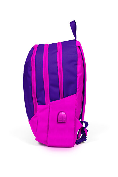 Coral High Sport Mor Pembe Dört Bölmeli Usb Şarjlı Kulaklık Çıkışlı Sırt Çantası 23230