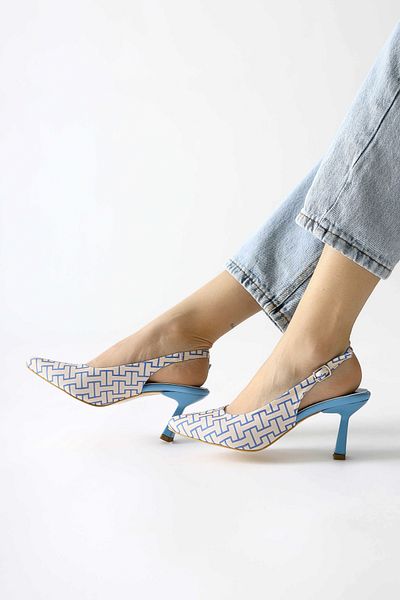 Limoya Pantofi de damă cu toc cu model geometric albastru Ernesa