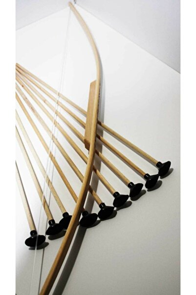 TURKAFONE Ahşap Ok Yay Takımı, 1 Adet Yay + 9 Adet Ok, Doğal Gürgen (kayın)