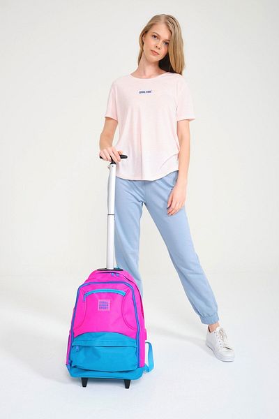 Coral High Rucsac USB Sport Roz Albastru cu patru compartimente și racletă 23253