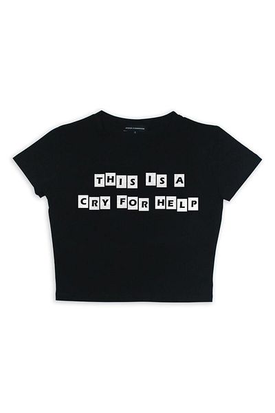 Touz Moda This Is A Cry For Help Εκτυπωμένη μαύρη περικοπή