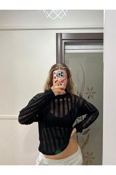 Touz Moda Kemer Boy's Oversize Black Knitwear Knitted Sweater