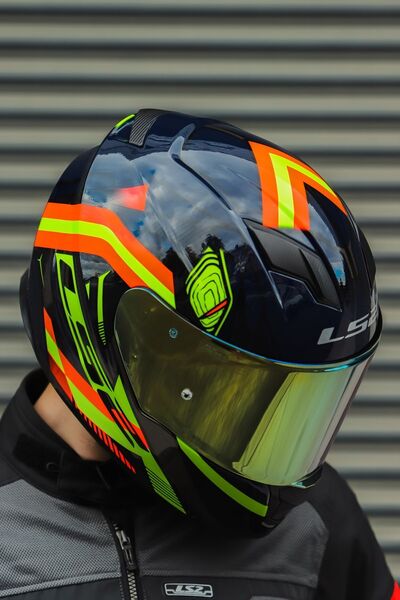 LS2 STREAM EVO REFLEX MAVİ TURUNCU KASK