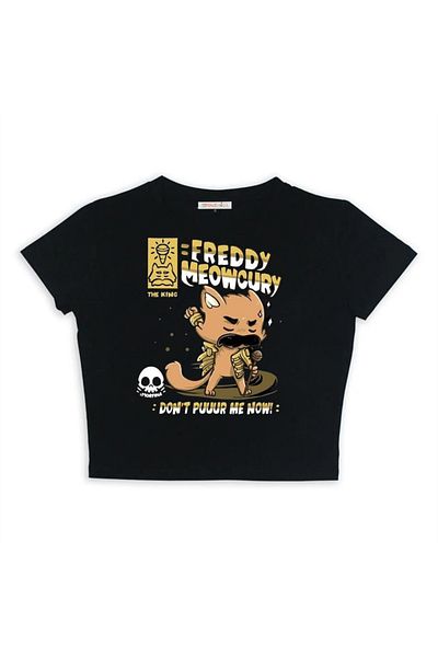 Touz Moda Freeddy Meowcury Printed Black Crop