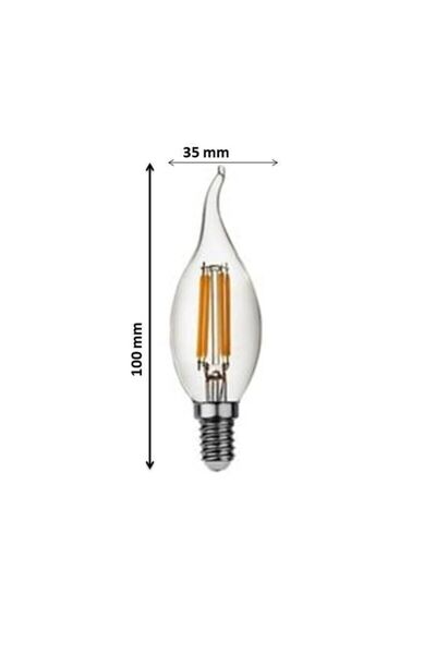 LAMBAM 4w Avizeler Için Dekoratif Rustik Kıvrık Led Ampul E-14 Duylu Sarı Işık 10 Adet