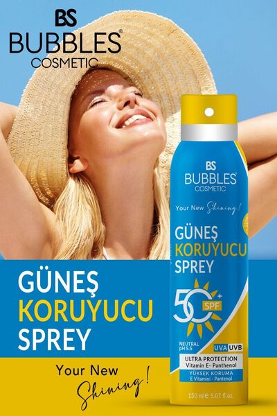 bs bubbles cosmetic Güneş Koruyucu Sprey Yüksek Koruma 50 Spf Leke Karşıtı Panthenol 150ml