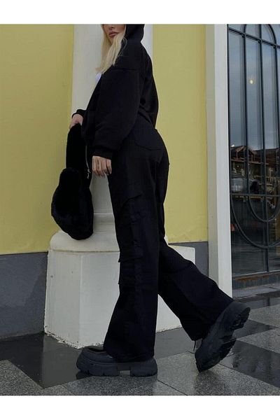 Touz Moda Y2k Black Cargo Pants - Pocketed