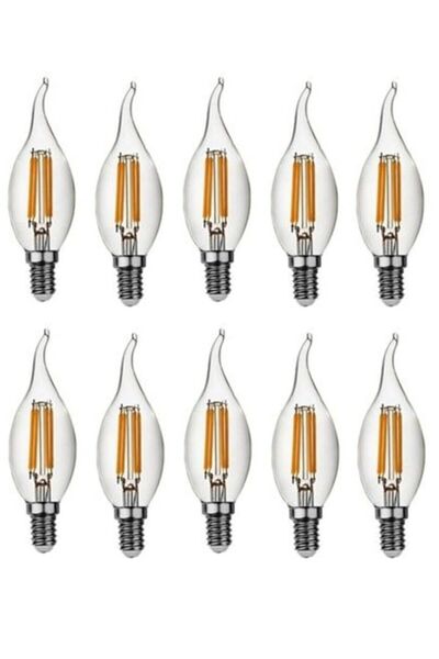 LAMBAM 4w Avizeler Için Dekoratif Rustik Kıvrık Led Ampul E-14 Duylu Sarı Işık 10 Adet