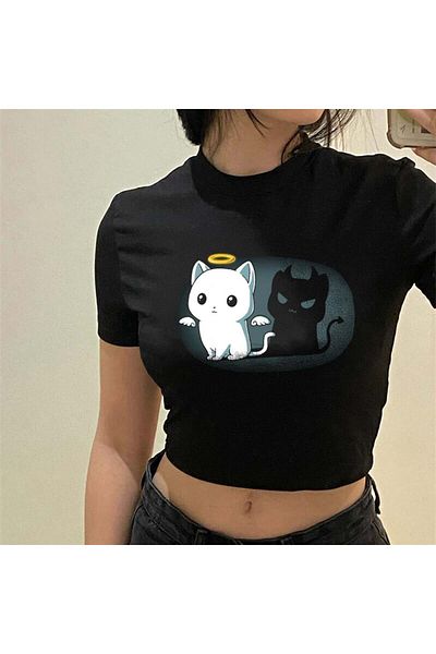Touz Moda Άγγελος και διάβολος γάτα μαύρο κομμάτι
