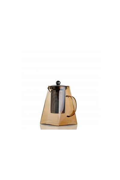 Çiftçiler Glass Pyramid Gold Teapot with Metal Strainer 750ml