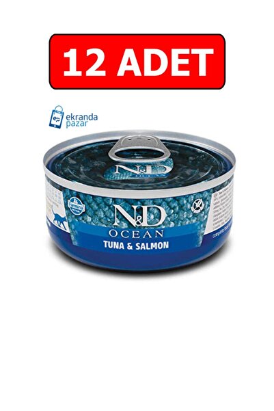 N&D Nd Ocean Tahılsız 80gr 12adet Kedi Yaş Mama Ton Somon