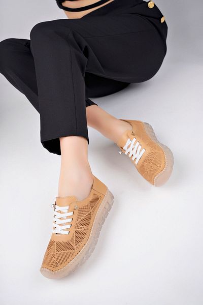 Deripabuc Genuine Leather Beige Women's Leather Casual Dp75-0698