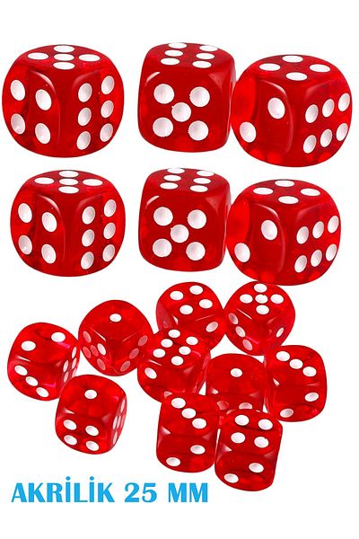Miajima Red Clear Acrylic Casino Okey - 25 mm, Large Size, 2 Pieces