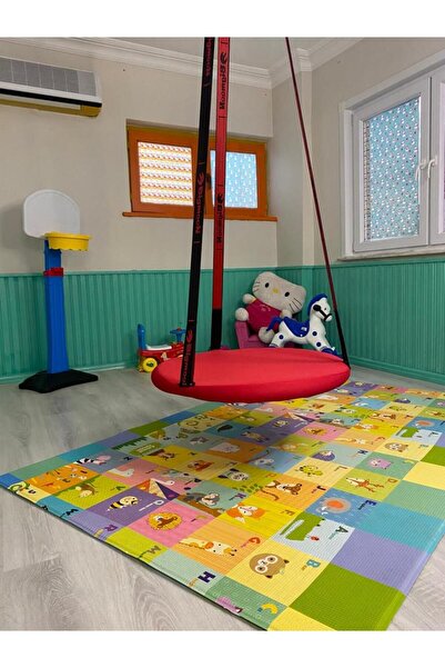 Jeromekids Çocuk ve Yetişkin Tavana Asılan Dış Mekan Mekanizmalı Kırmızı Dönen Salıncak